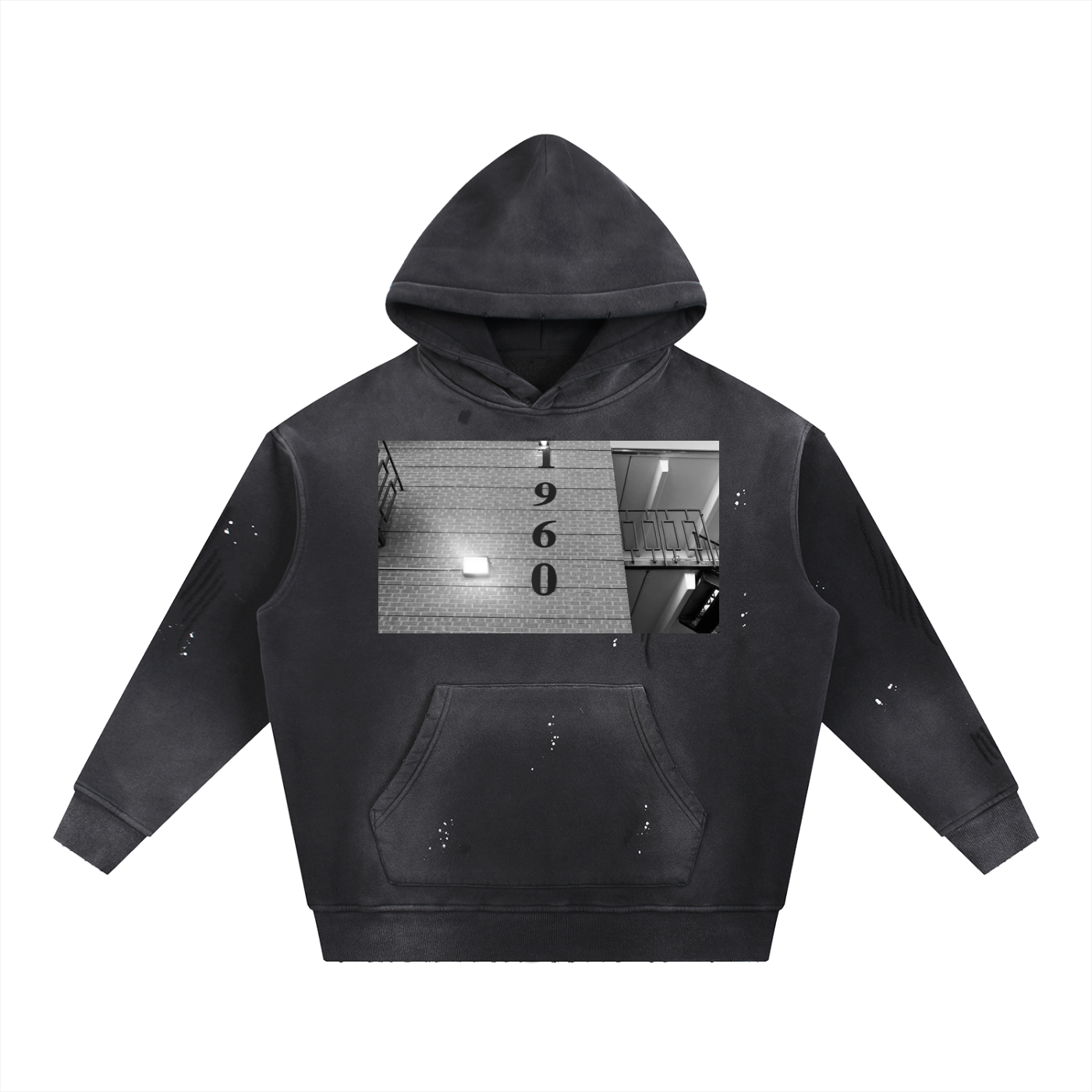Vintage Washed Frayed Fleece Hoodie
