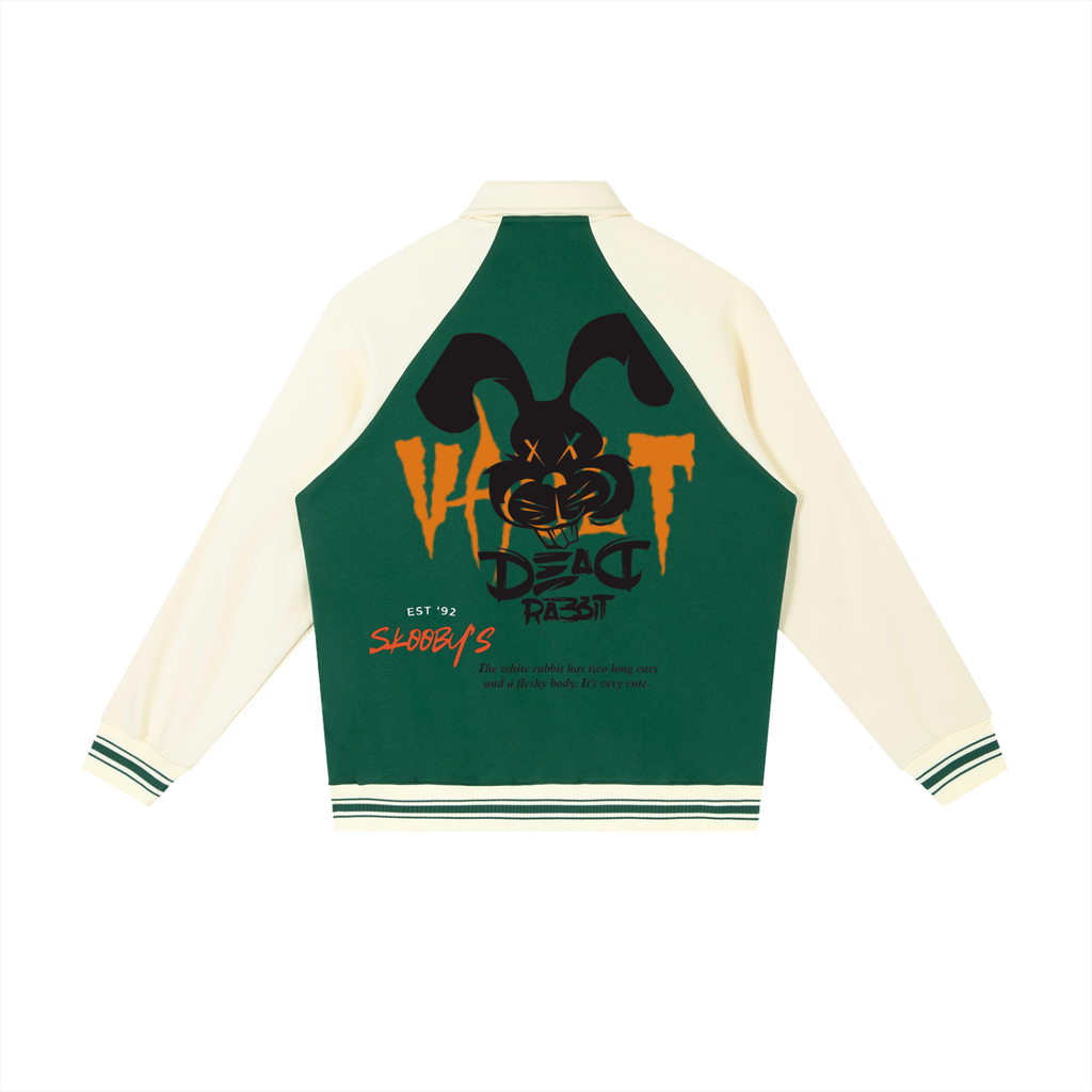Contrast Raglan Sleeve Baseball Jacket