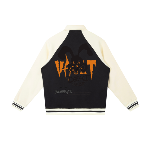 Contrast Raglan Sleeve Baseball Jacket