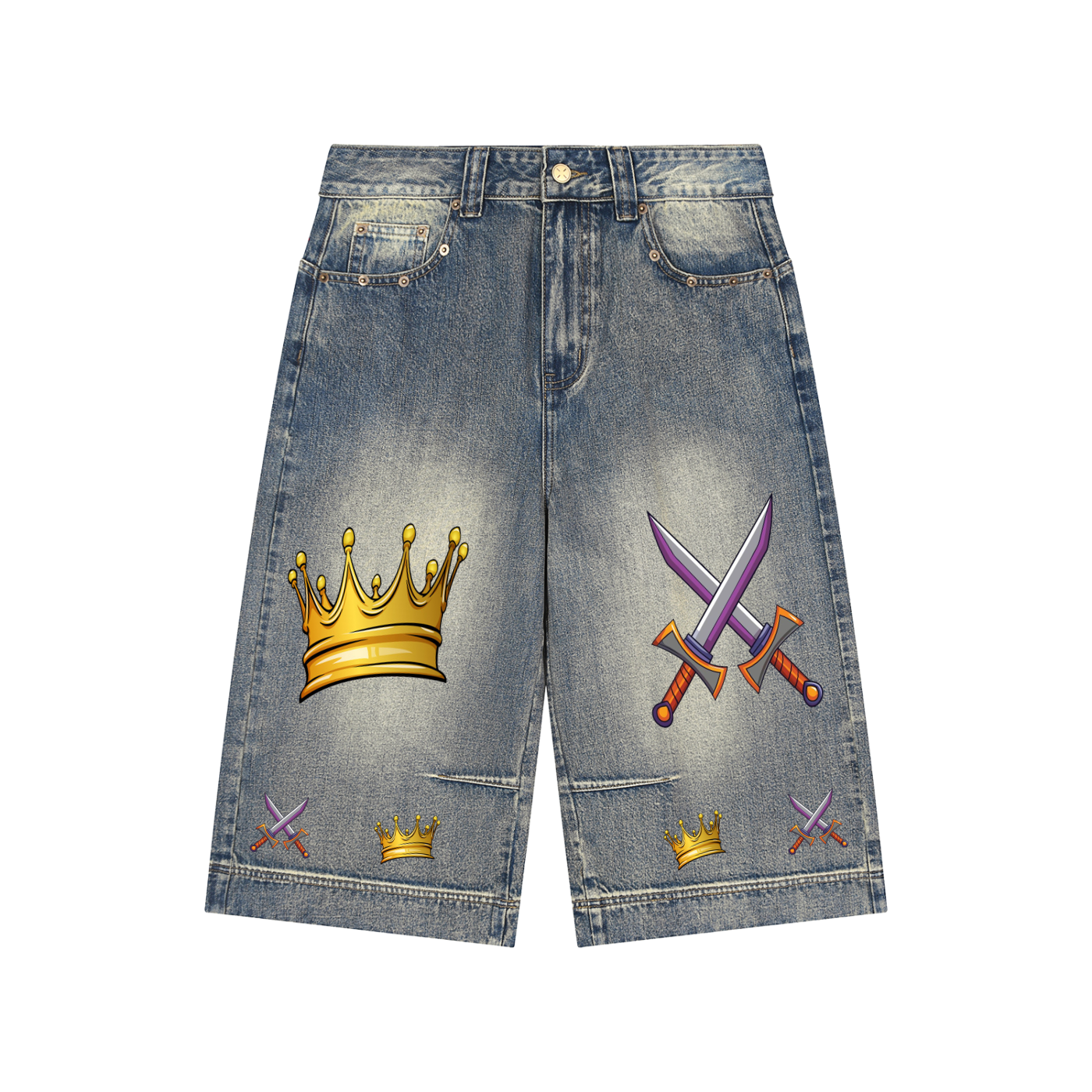 Vintage Wash Baggy Denim Shorts