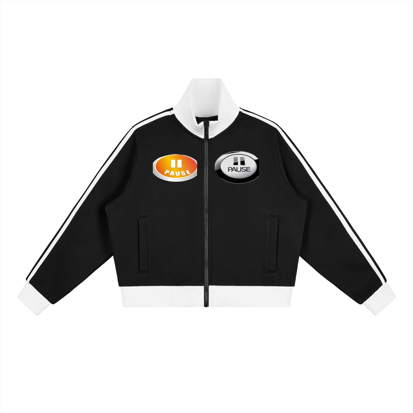 Contrast Side Stripe Fleece Cropped Track Jacket