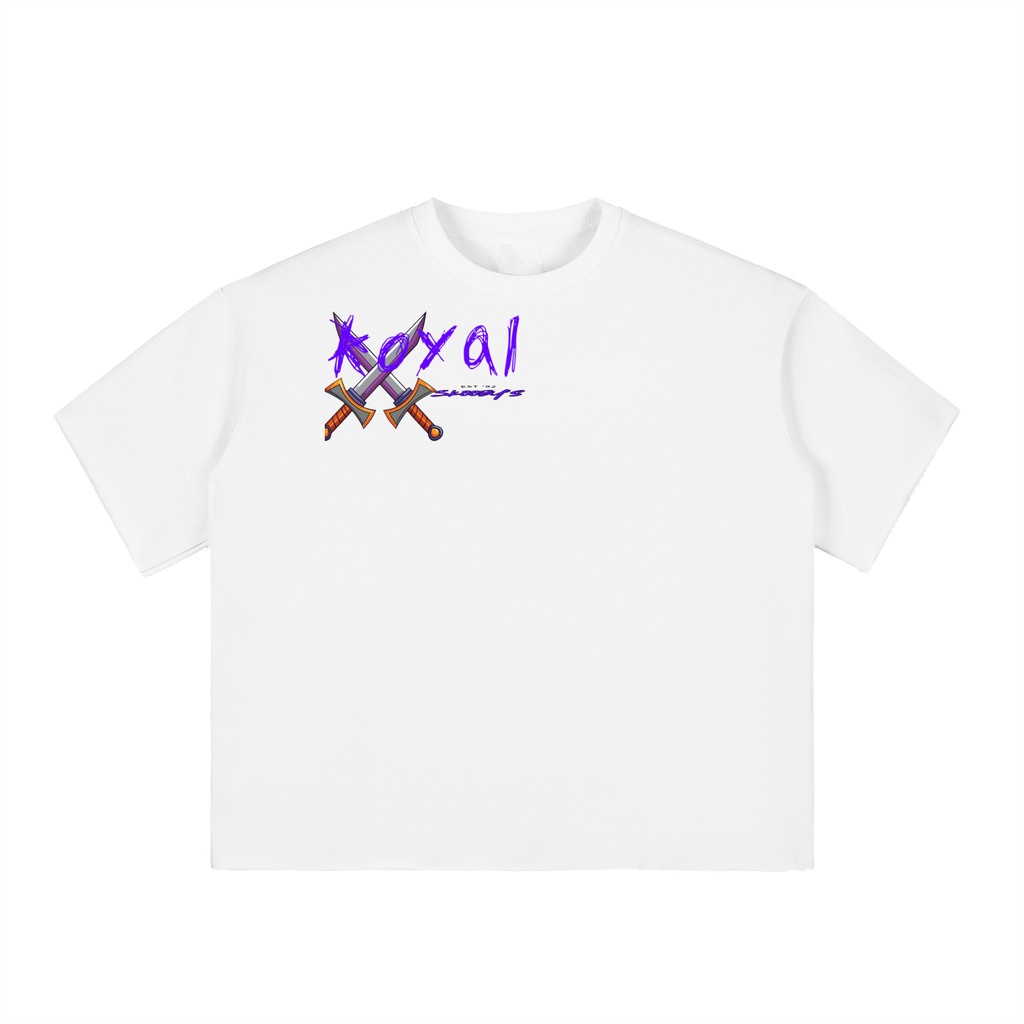 Boxy Half-Sleeve Raw-Edge T-Shirt