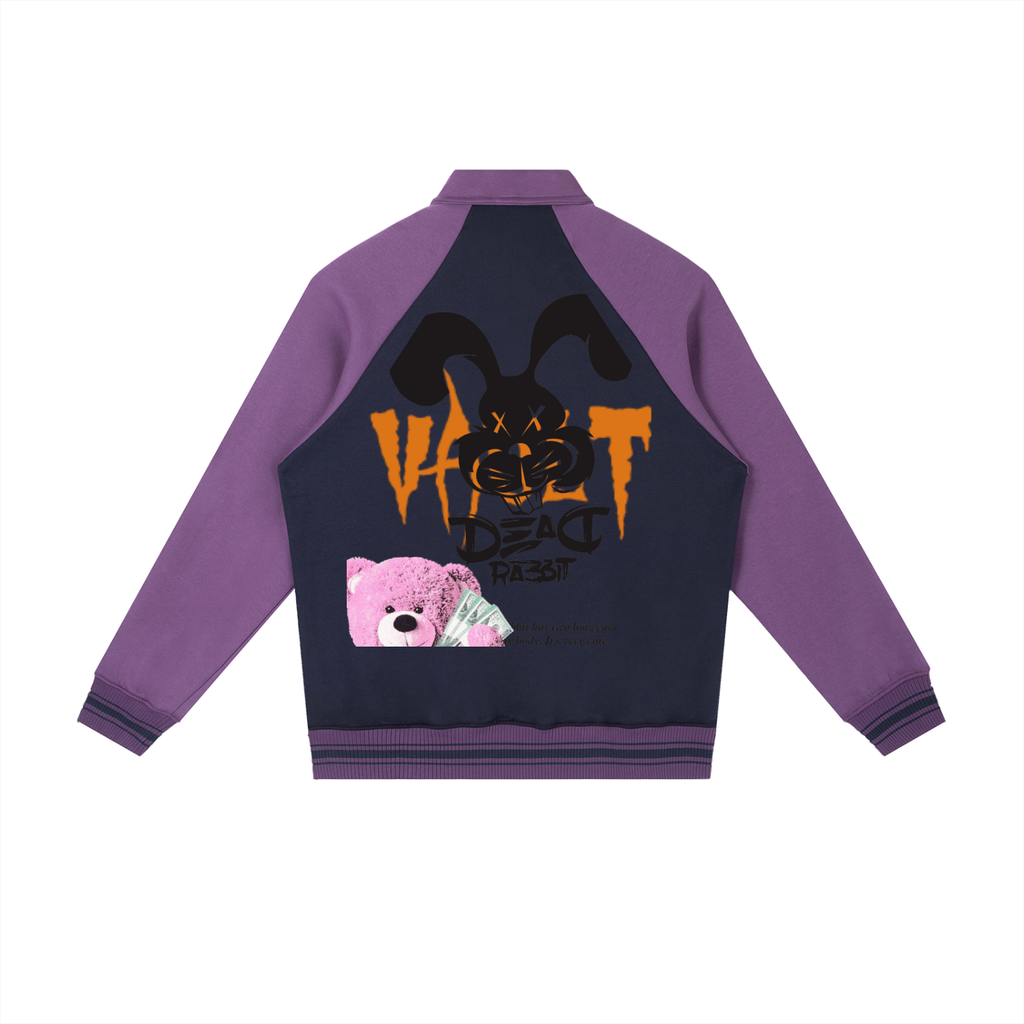 Contrast Raglan Sleeve Baseball Jacket