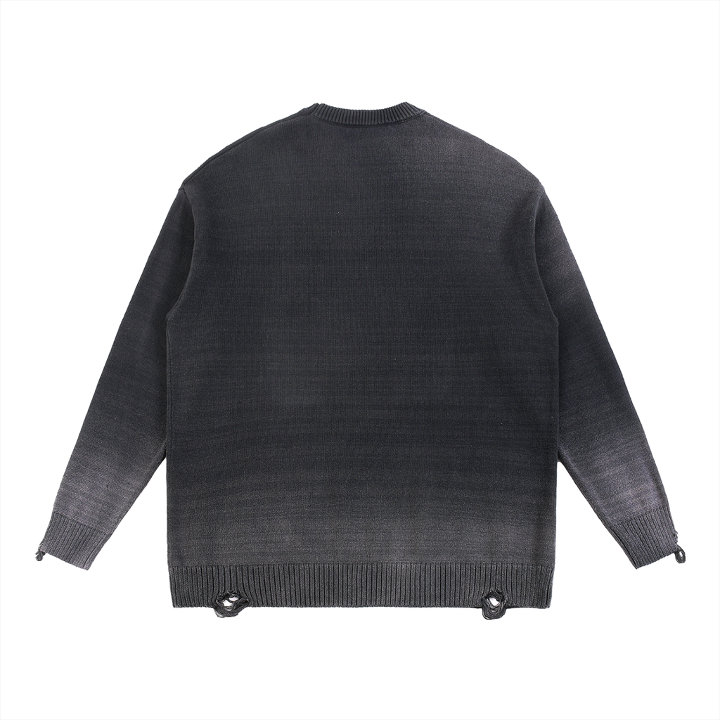 Sun Fade Distressed Ripped Crewneck sweater