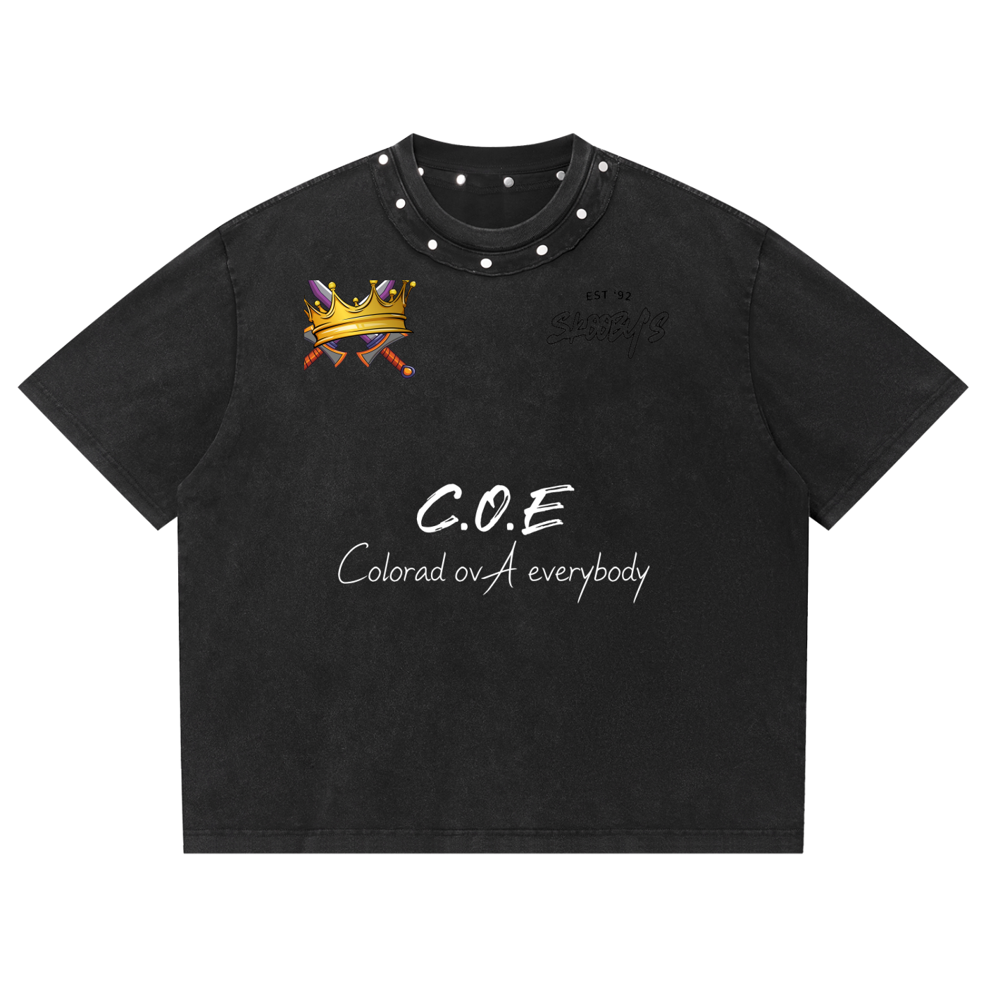Unisex Washed Boxy Studded T-Shirt