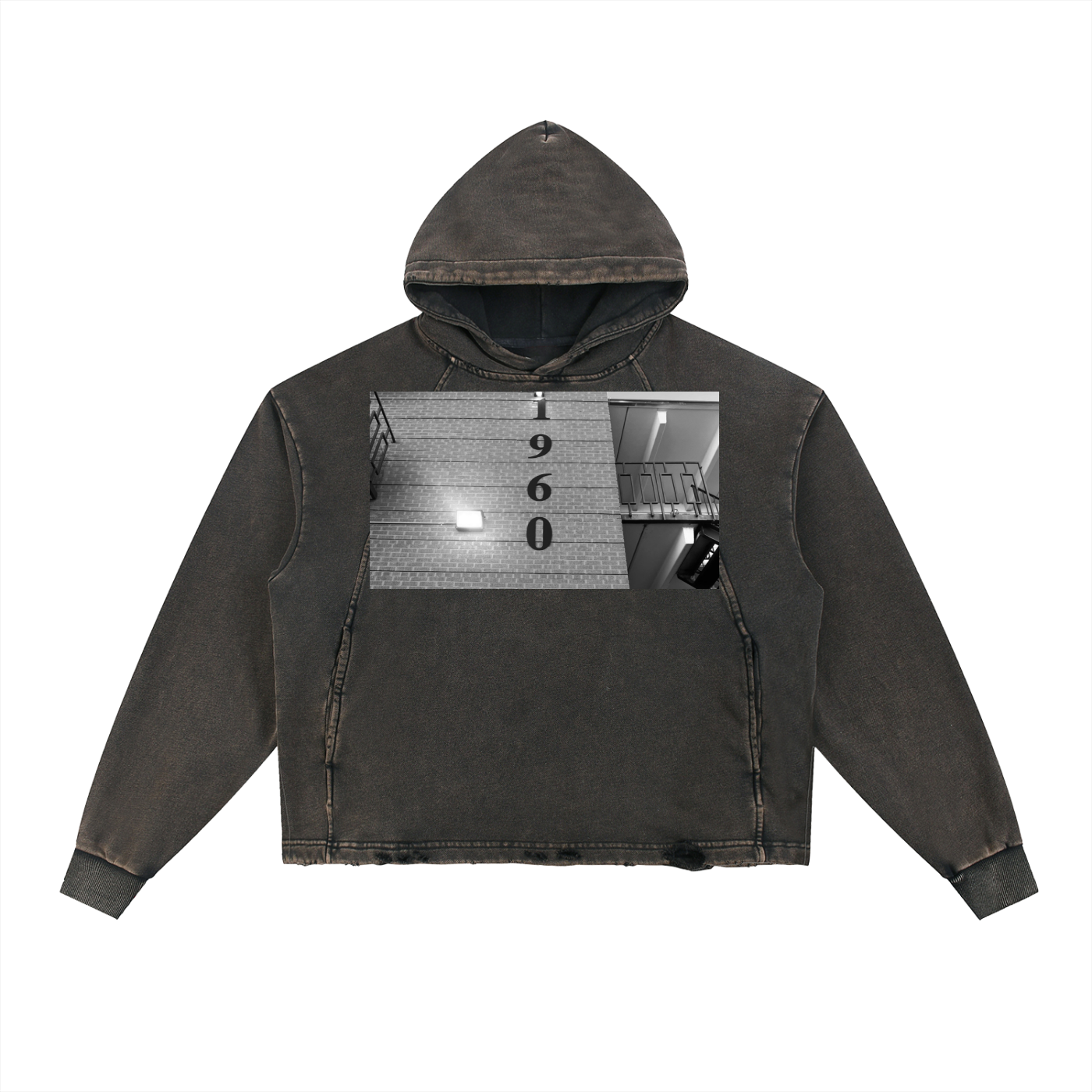 Vintage Washed Frayed-Hem Hoodie