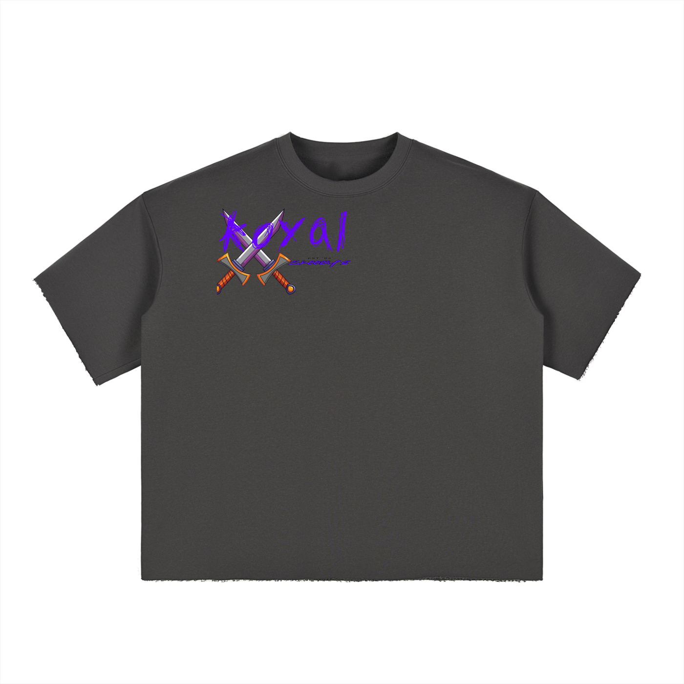 Boxy Half-Sleeve Raw-Edge T-Shirt