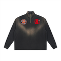 Sun Fade Raw Edge Quarter-Zip Sweatshirt