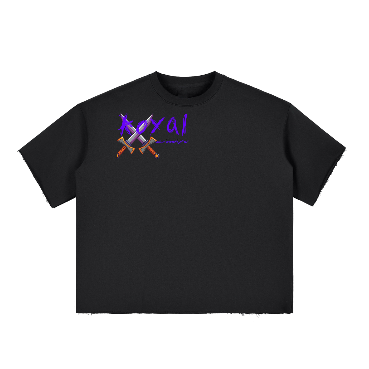 Boxy Half-Sleeve Raw-Edge T-Shirt