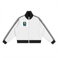 Contrast Side Stripe Fleece Cropped Track Jacket