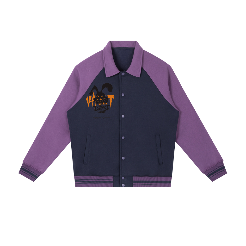 Contrast Raglan Sleeve Baseball Jacket