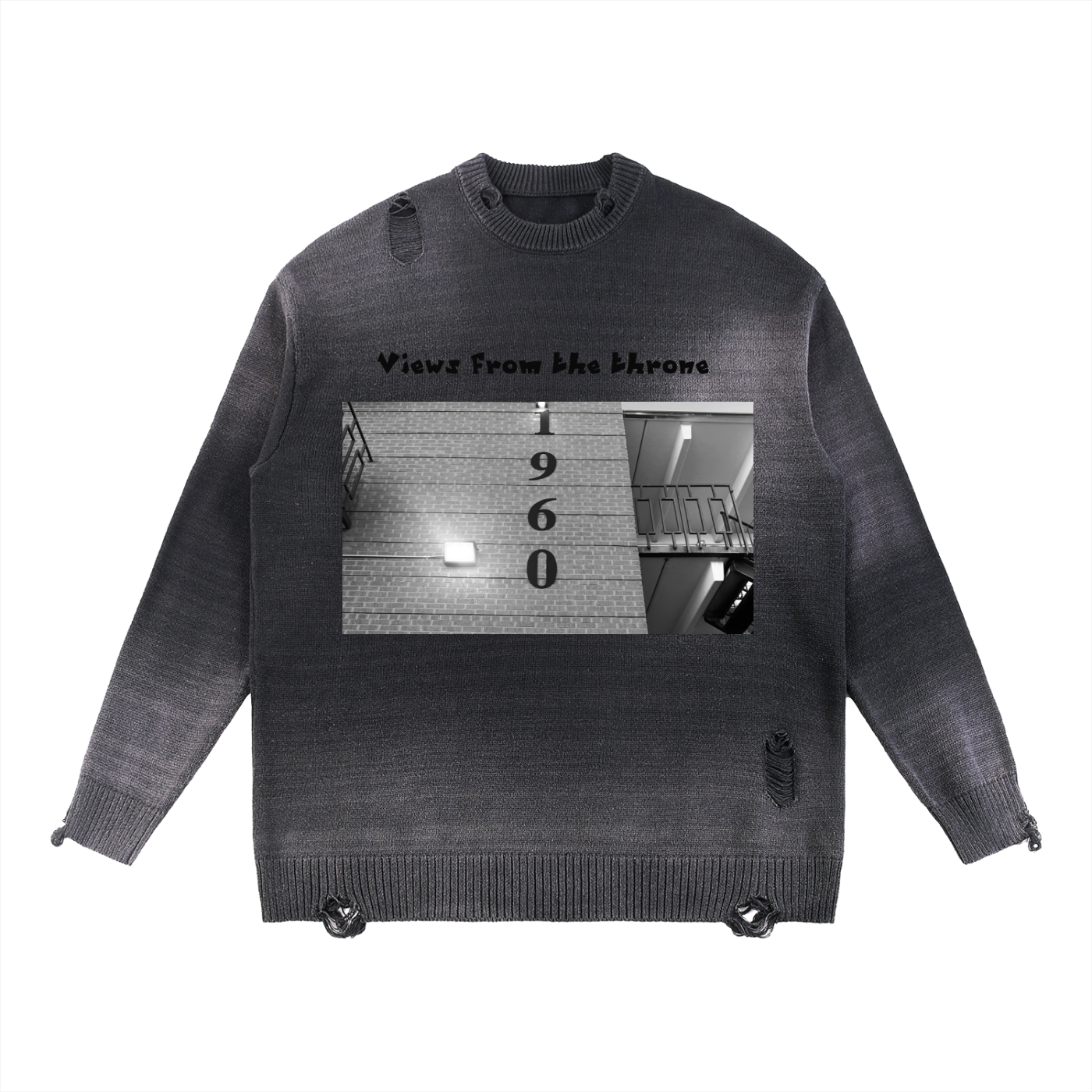 Sun Fade Distressed Ripped Crewneck sweater