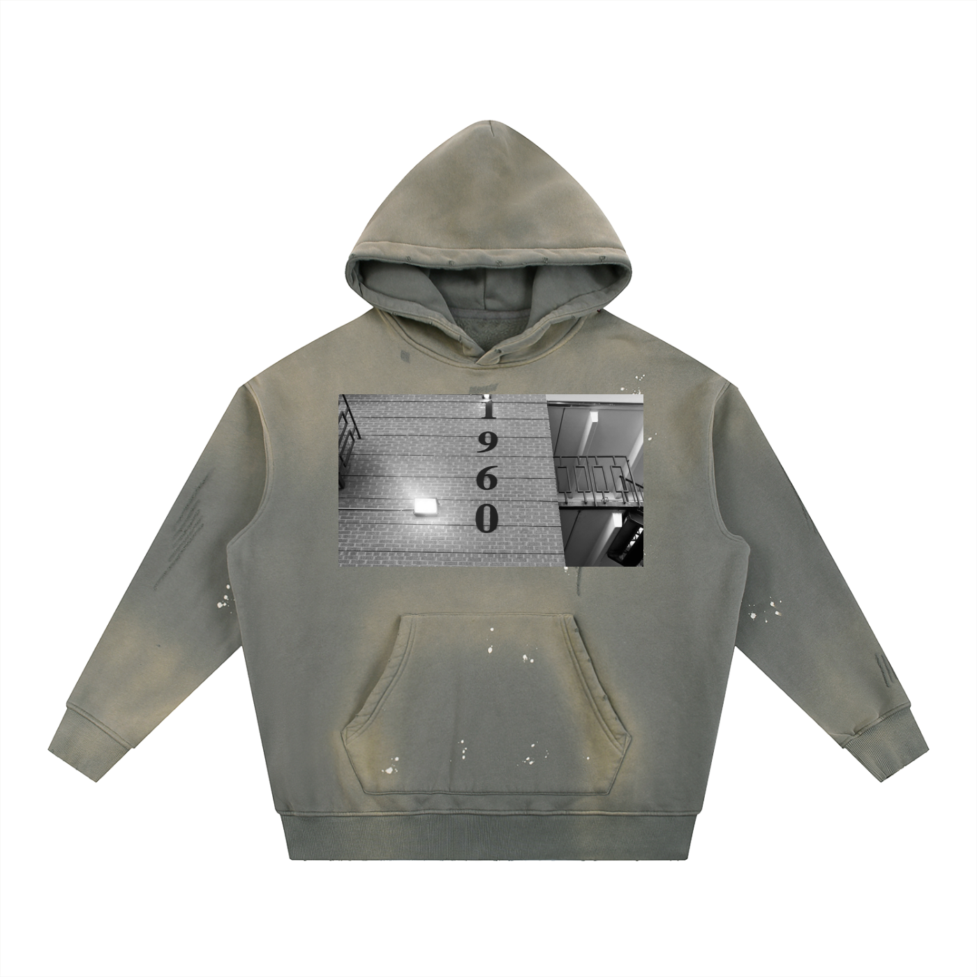 Vintage Washed Frayed Fleece Hoodie