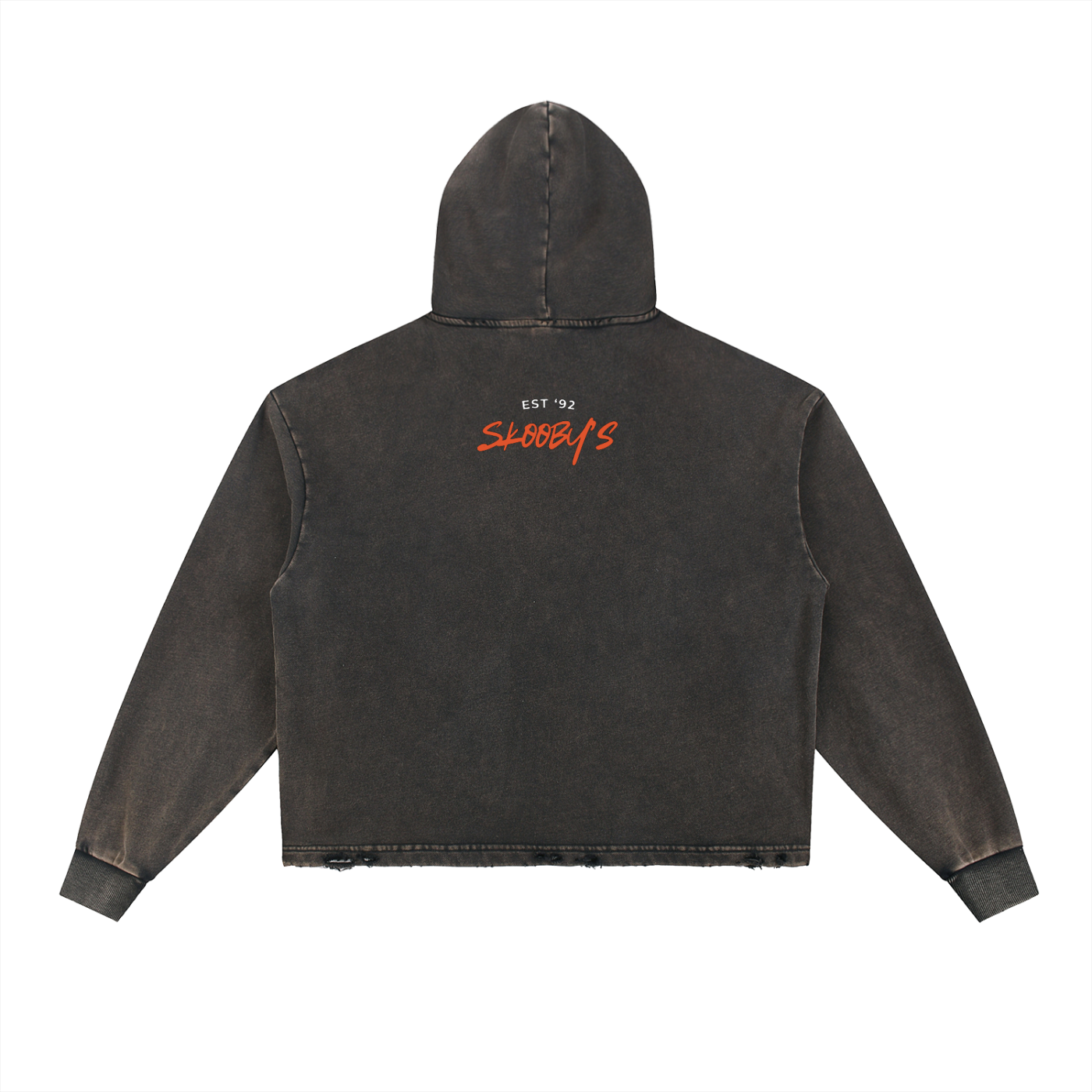 Vintage Washed Frayed-Hem Hoodie