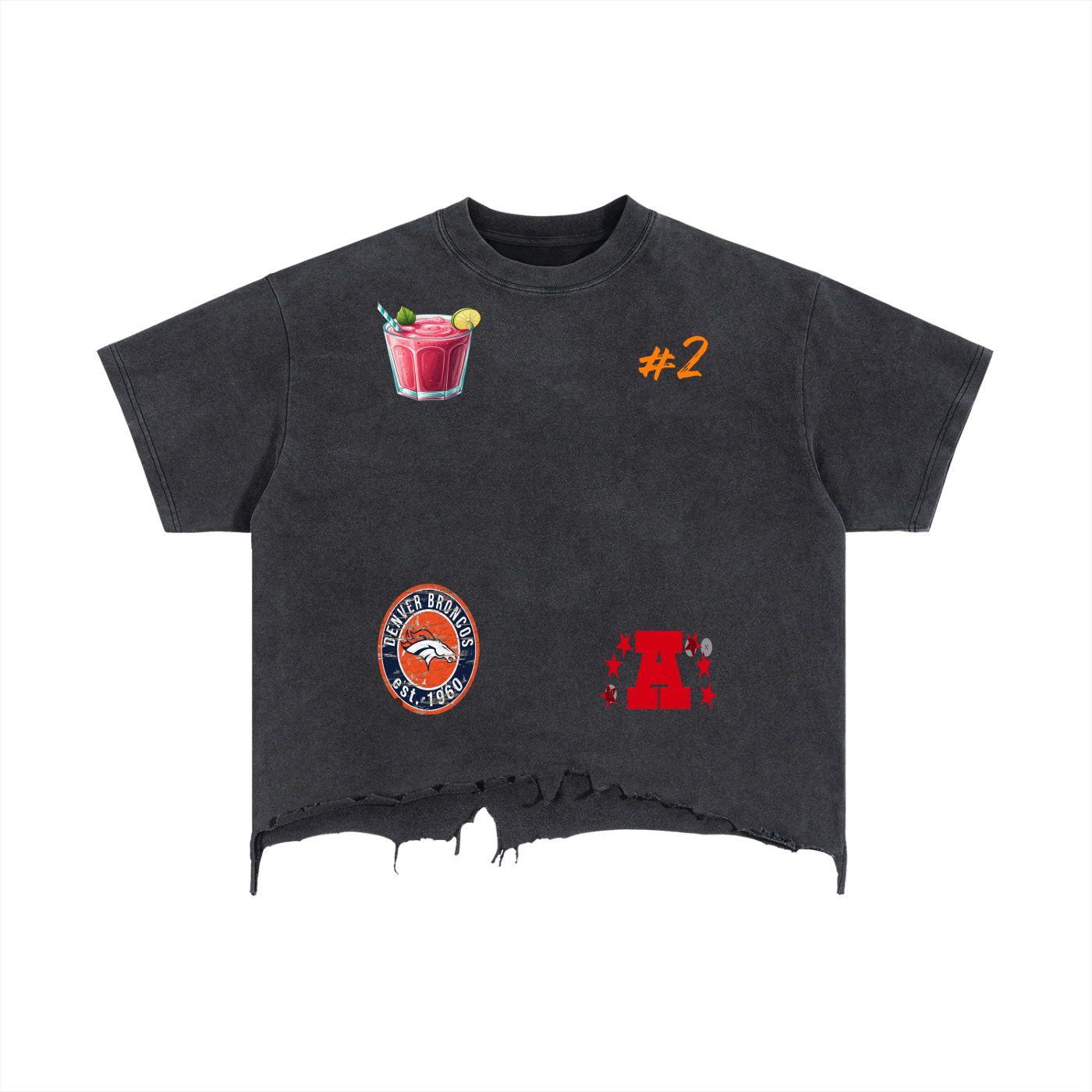 Vintage Wash Boxy Distressed Hem T-Shirt
