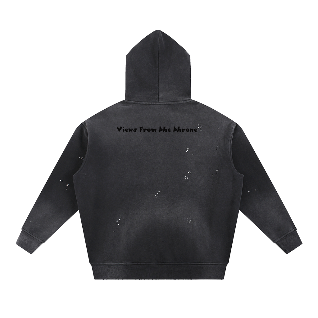 Vintage Washed Frayed Fleece Hoodie