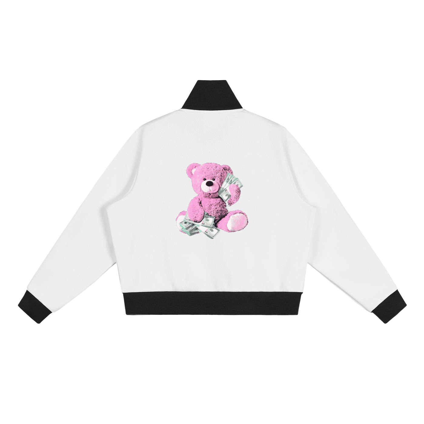 Contrast Side Stripe Fleece Cropped Track Jacket