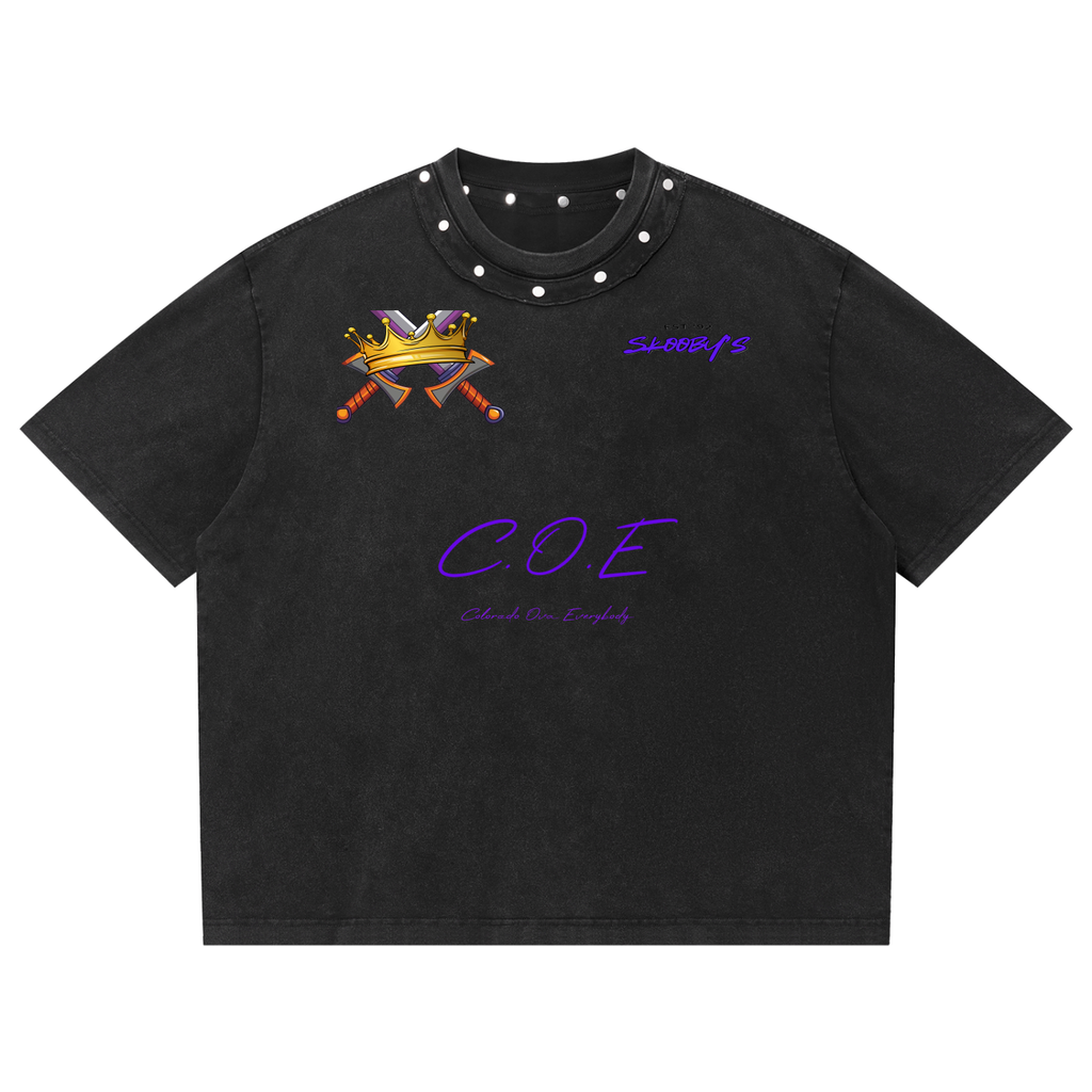 Unisex Washed Boxy Studded T-Shirt