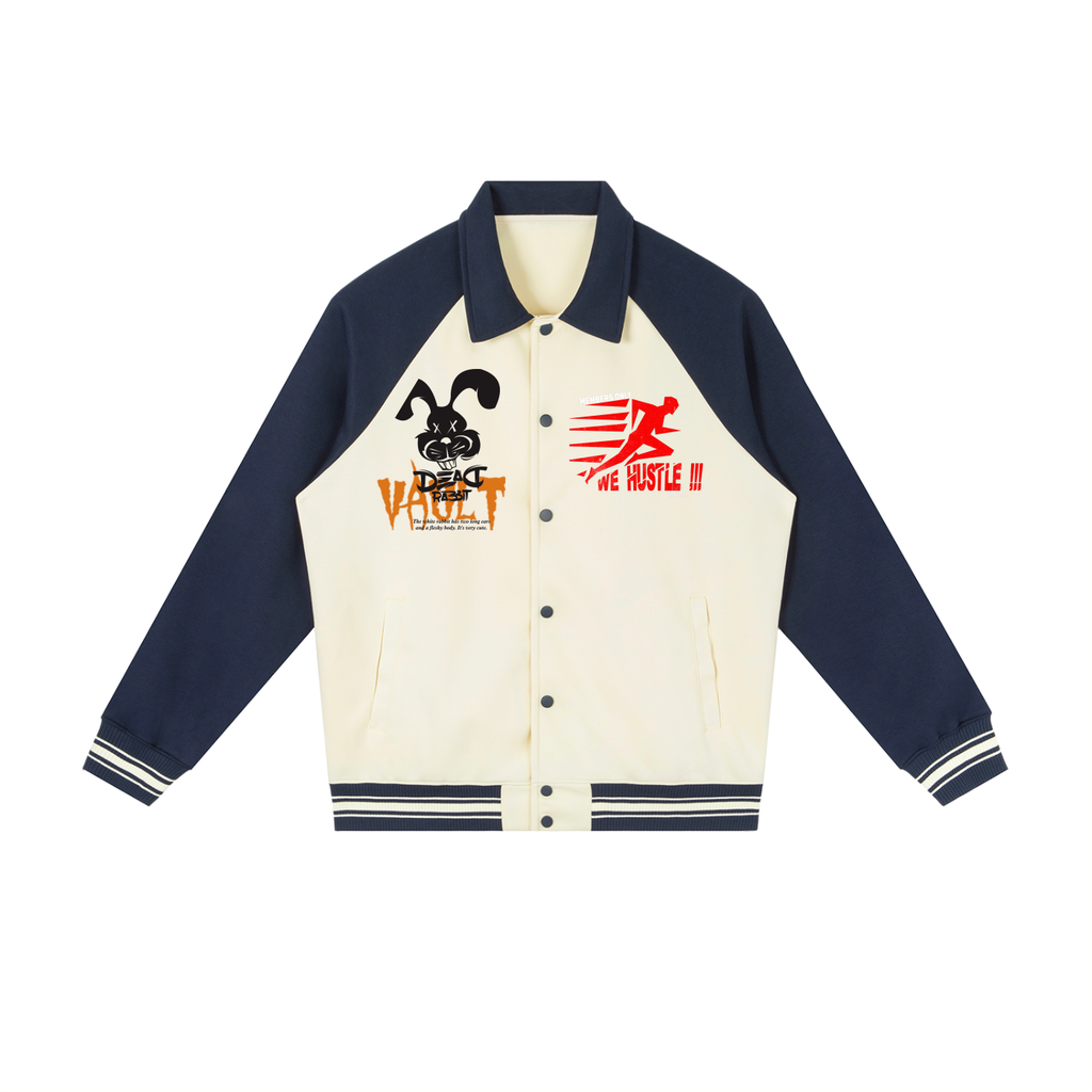 Contrast Raglan Sleeve Baseball Jacket